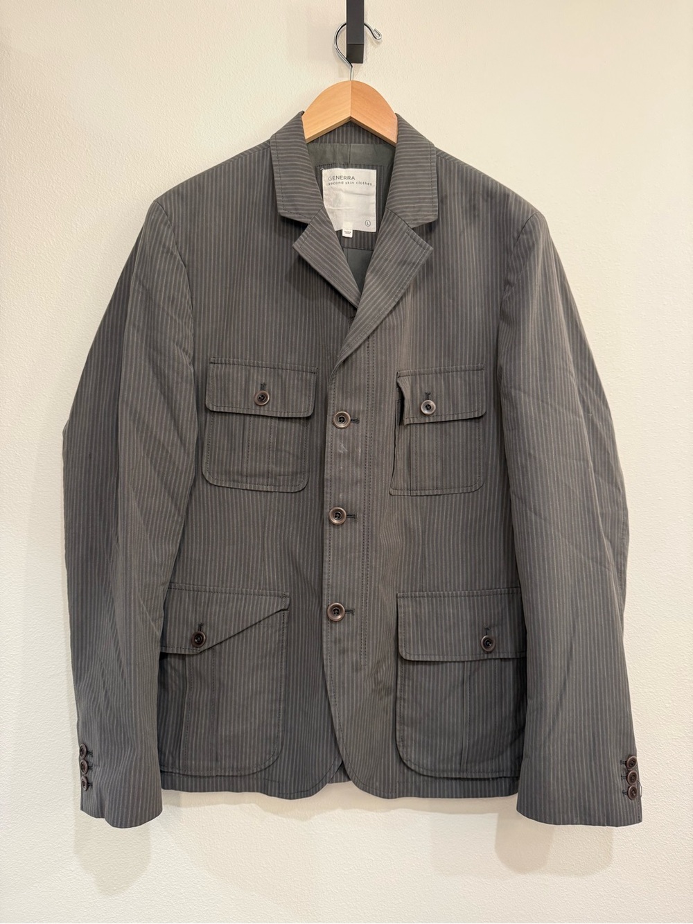 GENERRA Men's Charcoal Striped Military Jacket